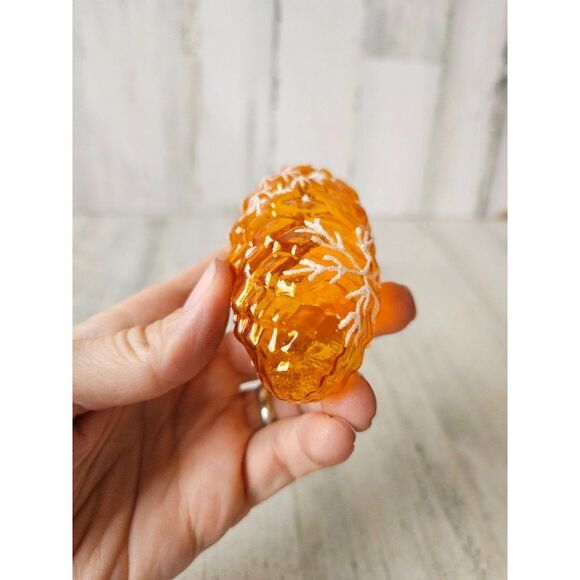 Vintage radko shiny Brite pinecone yellow snowflake ornament Xmas tree - Picture 9 of 10